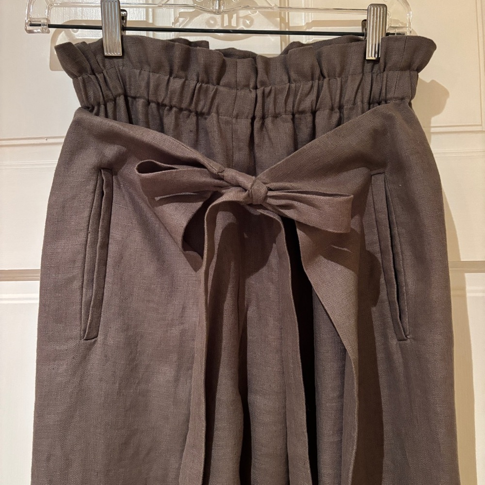 CULT GAIA - Olive Green Linen High-Rise Pants - Small - Picture 6 of 8